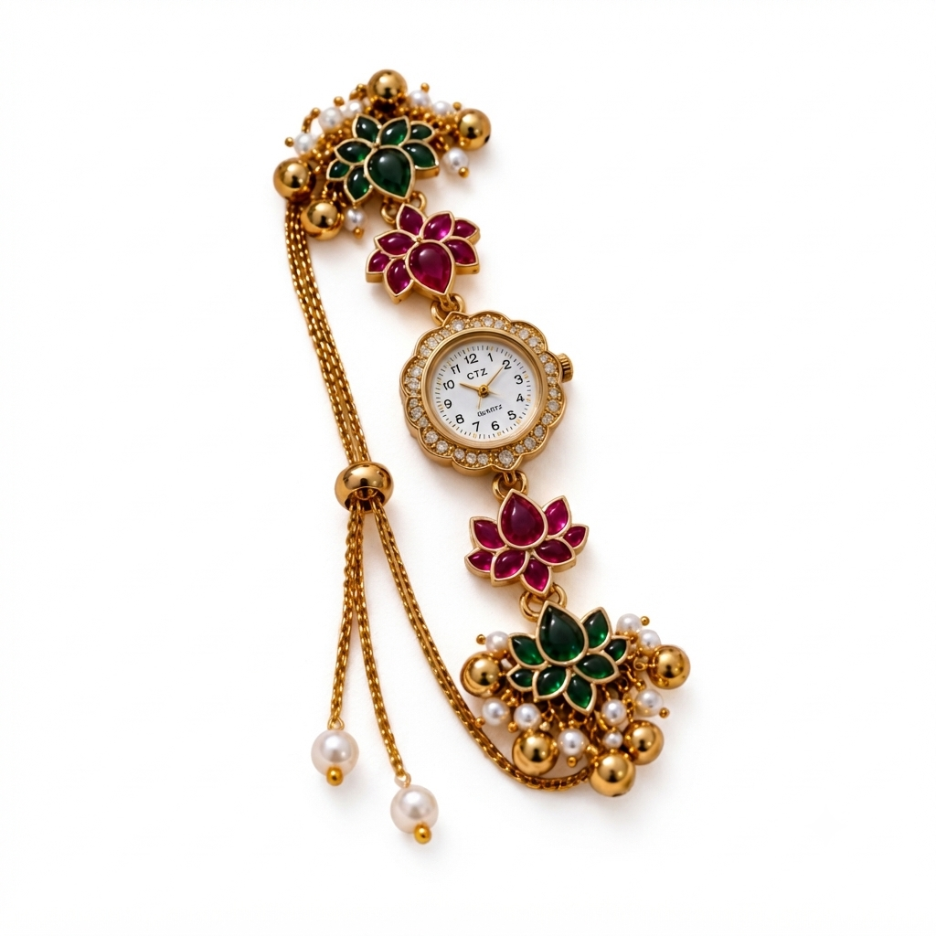SUSHEE Handmade Kashmiri  Ruby Floral Watch