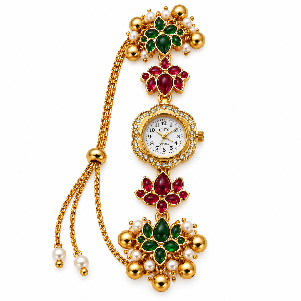 SUSHEE Handmade Kashmiri  Ruby Floral Watch