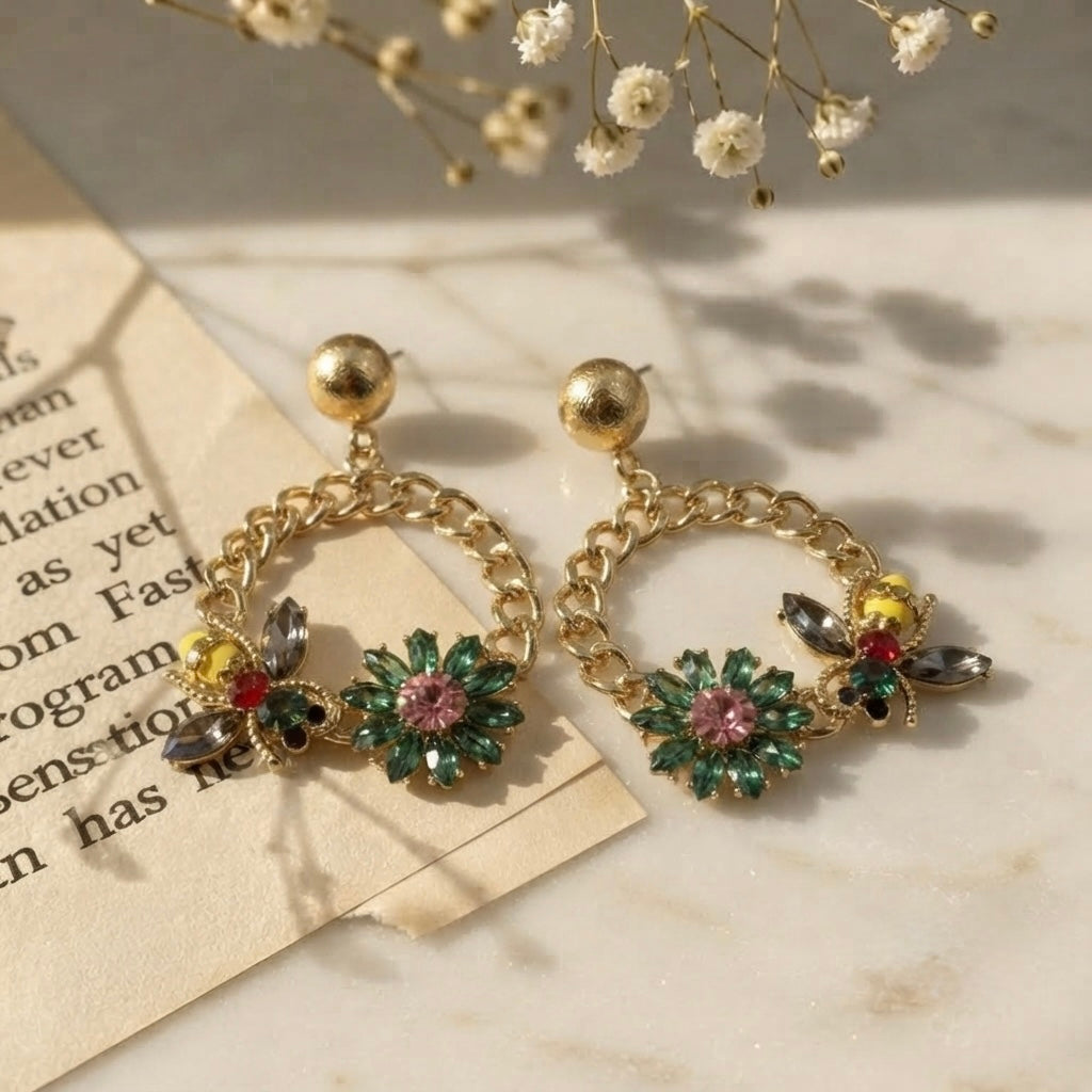 SUSHEE Multicolor Floral Statement Earrings