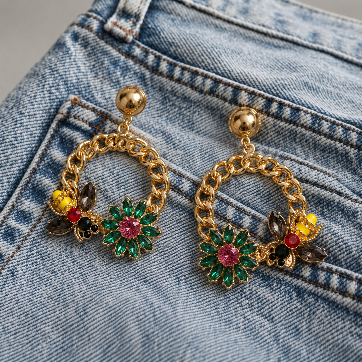 SUSHEE Multicolor Floral Statement Earrings