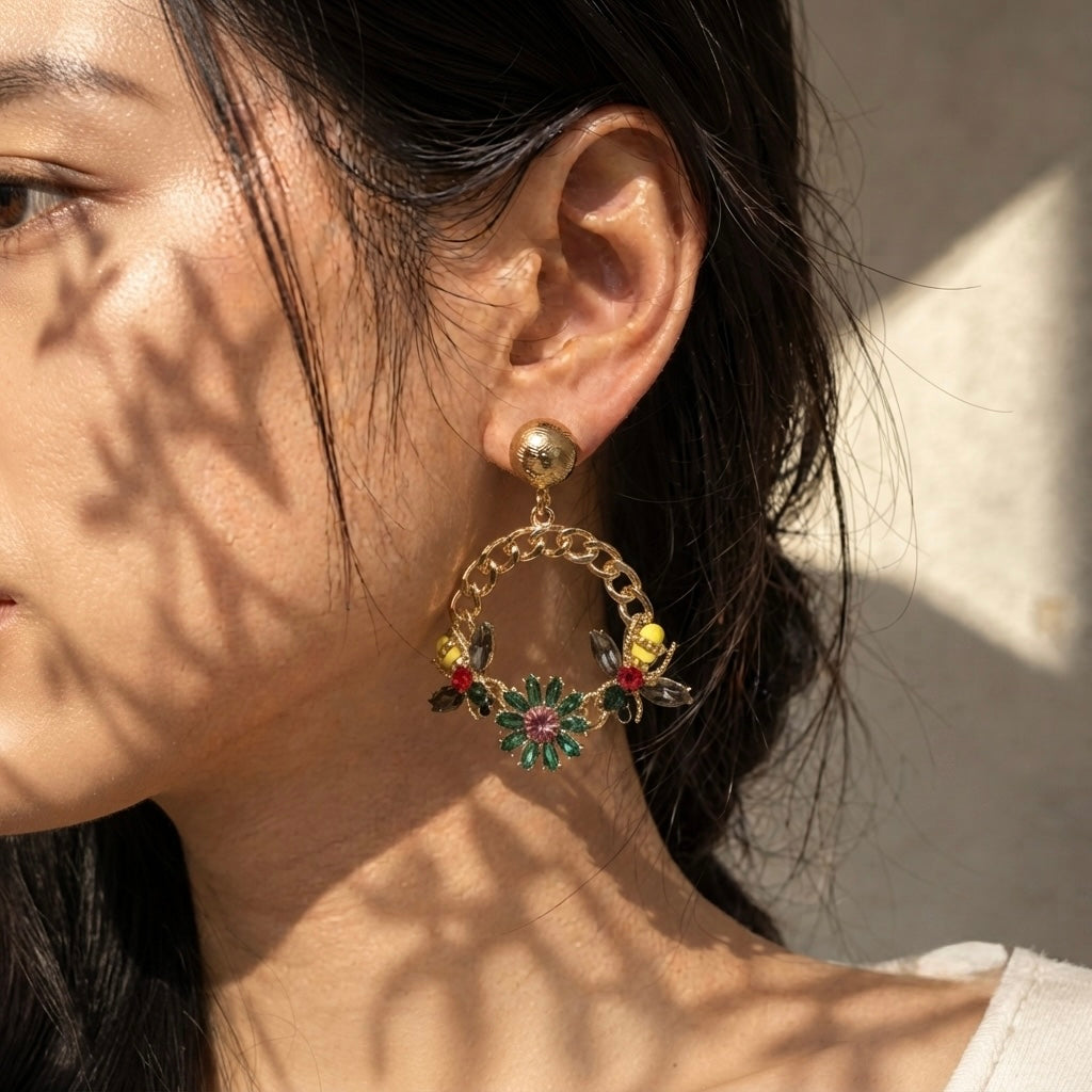 SUSHEE Multicolor Floral Statement Earrings