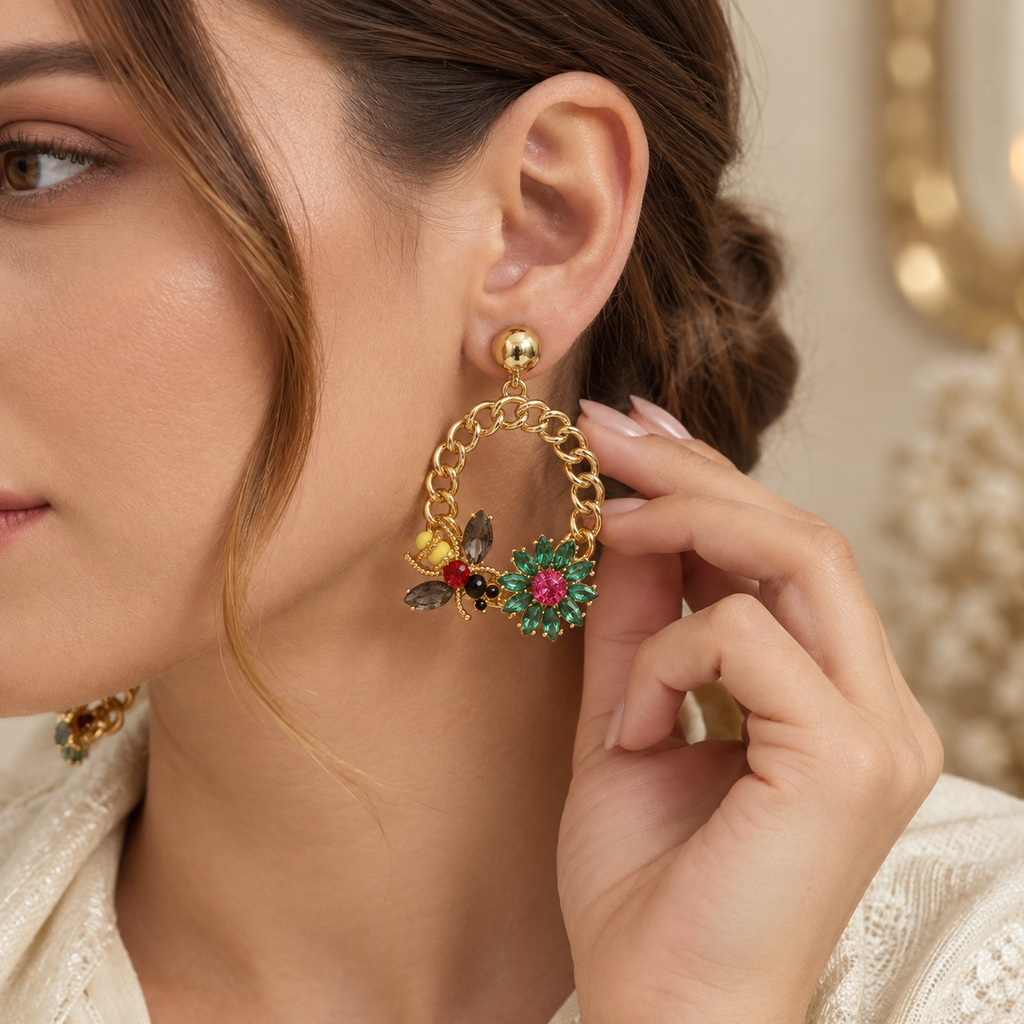 SUSHEE Multicolor Floral Statement Earrings