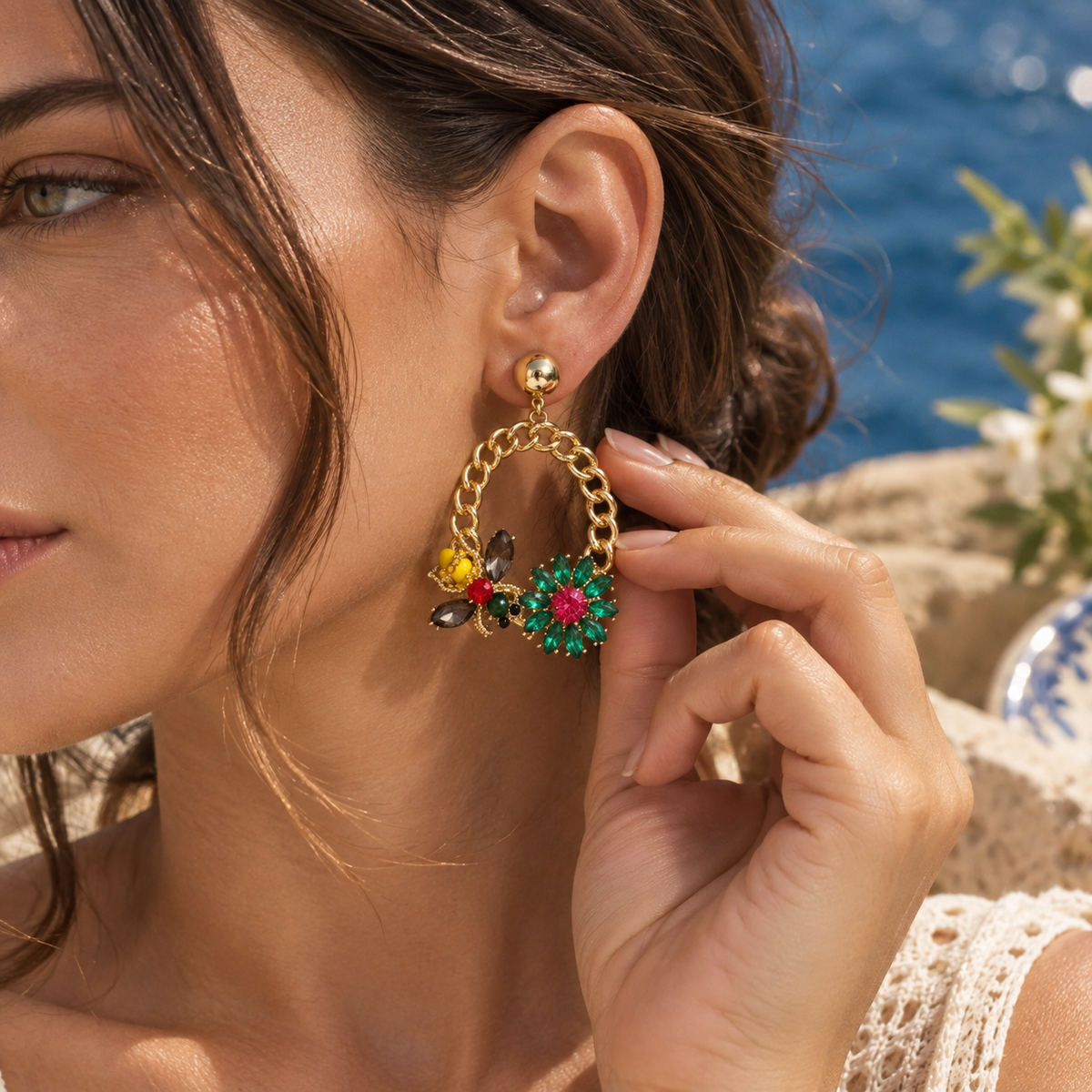 SUSHEE Multicolor Floral Statement Earrings