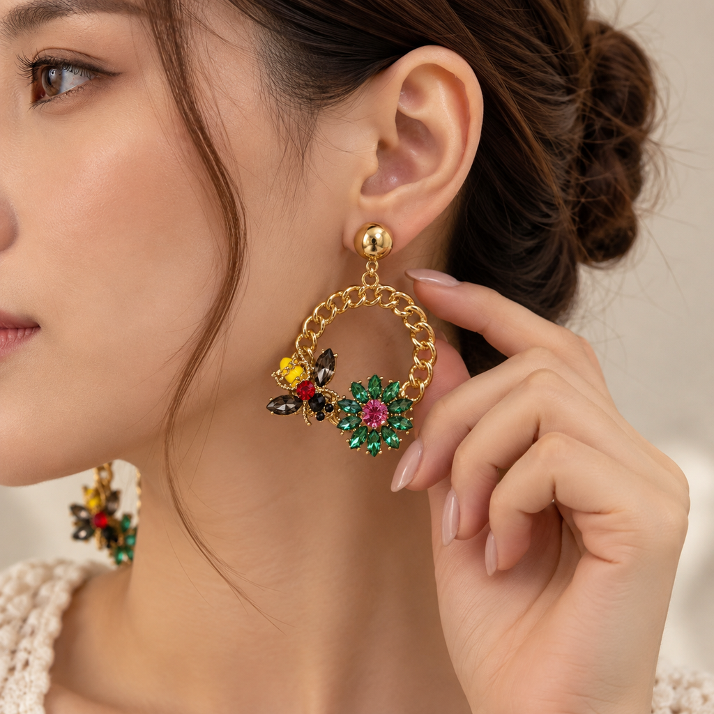 SUSHEE Multicolor Floral Statement Earrings
