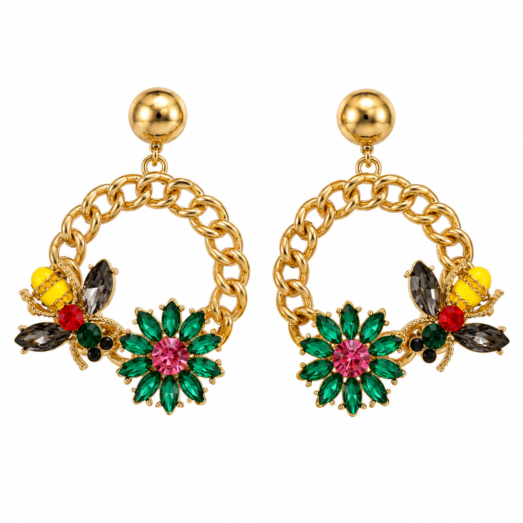 SUSHEE Multicolor Floral Statement Earrings