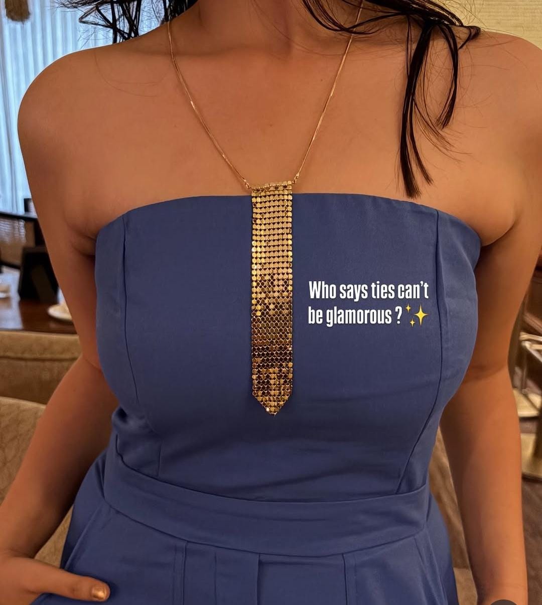 SUSHEE Golden Mesh Tie Necklace