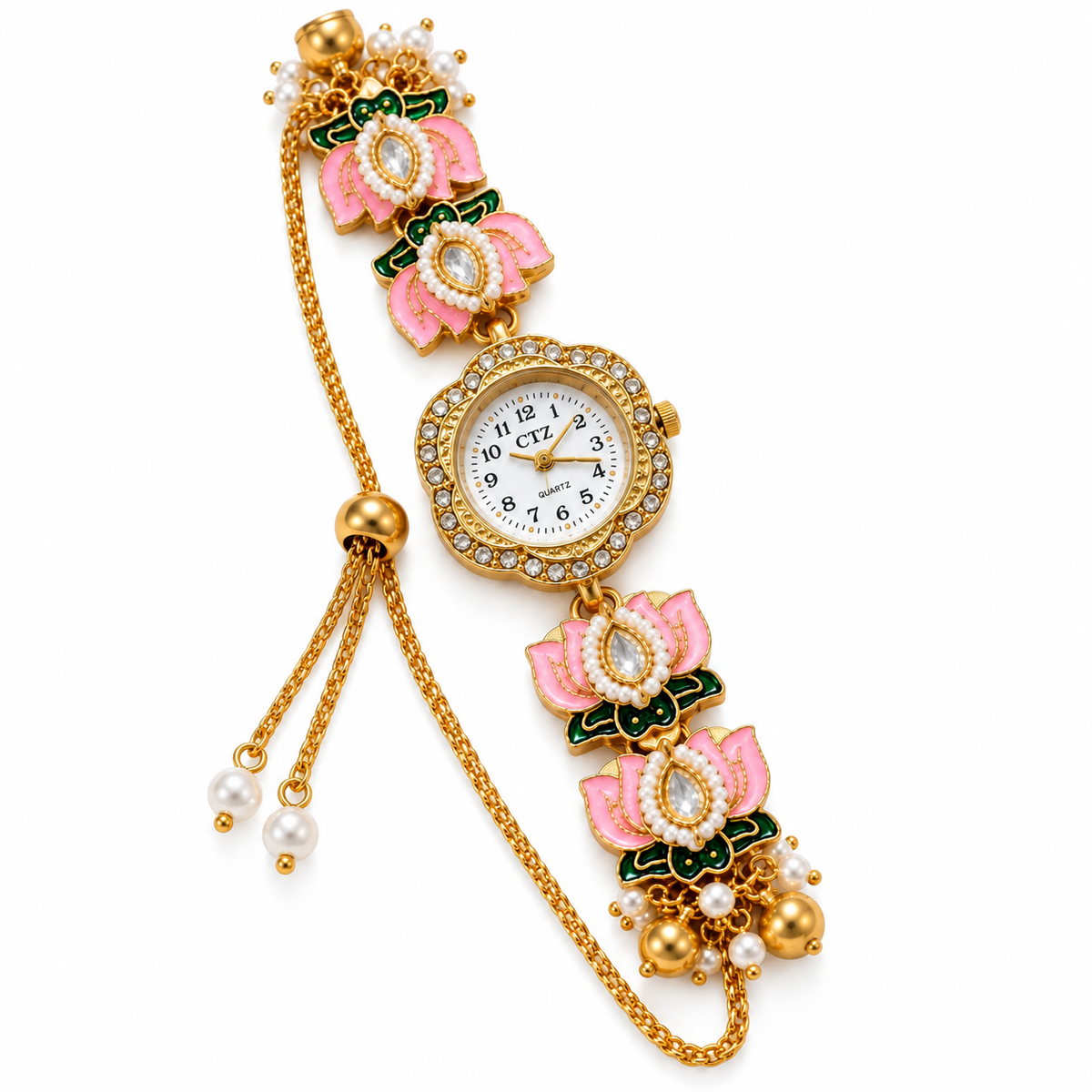 Rajwada Pink Lotus Pearl Watch By Sushee