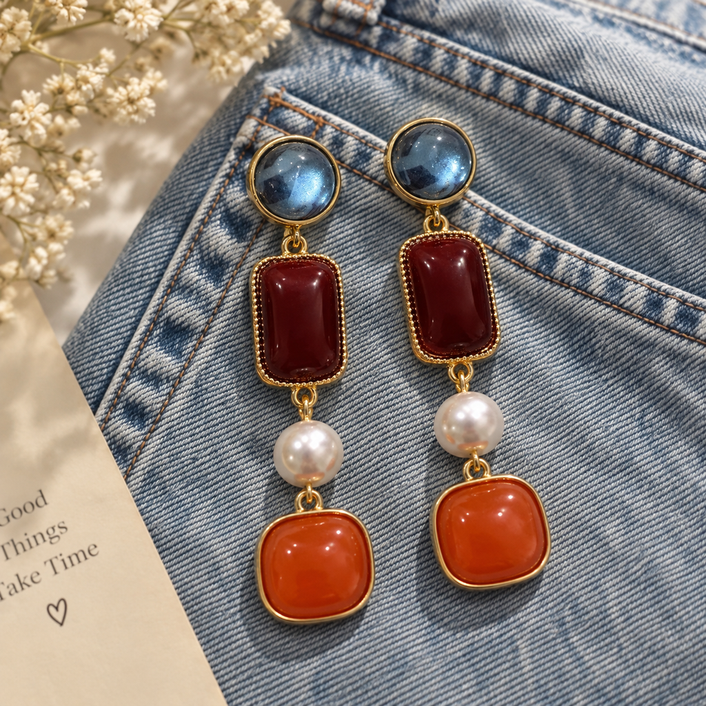 SUSHEE Royal Gemstone Drop Earrings