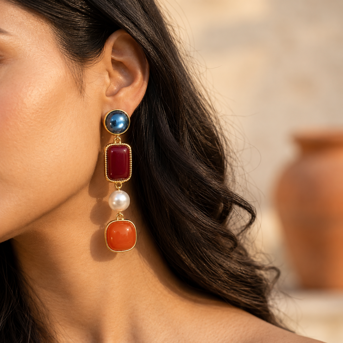 SUSHEE Royal Gemstone Drop Earrings