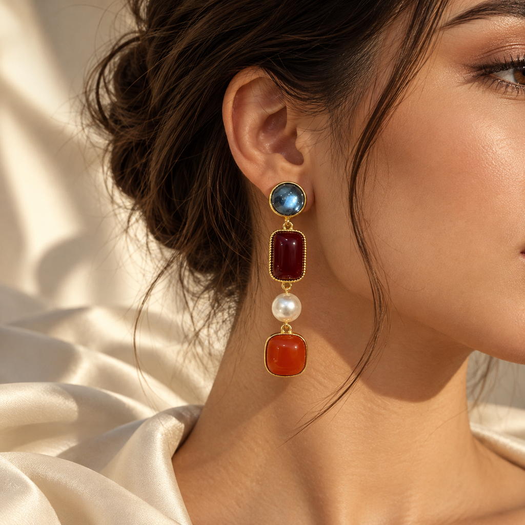 SUSHEE Royal Gemstone Drop Earrings