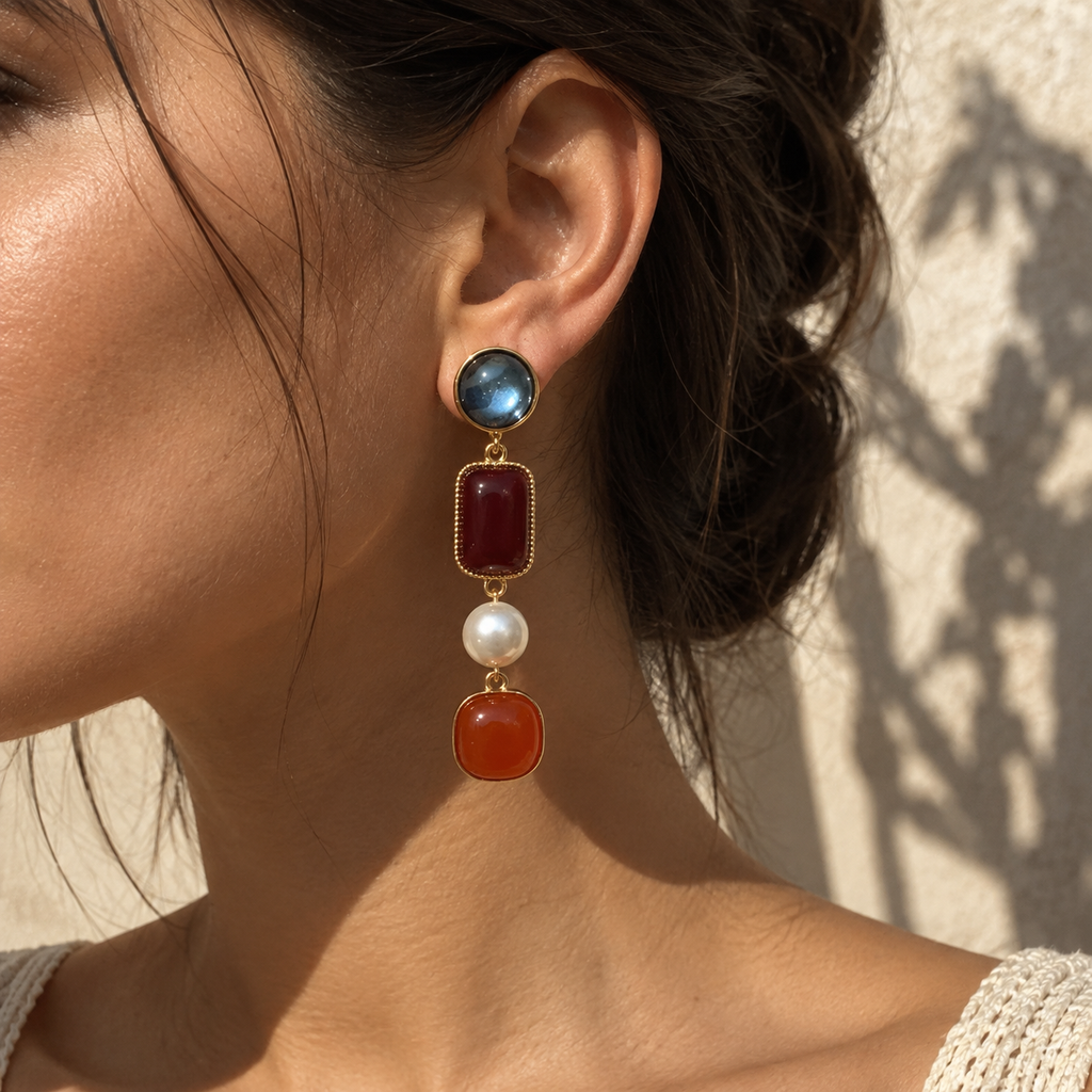 SUSHEE Royal Gemstone Drop Earrings