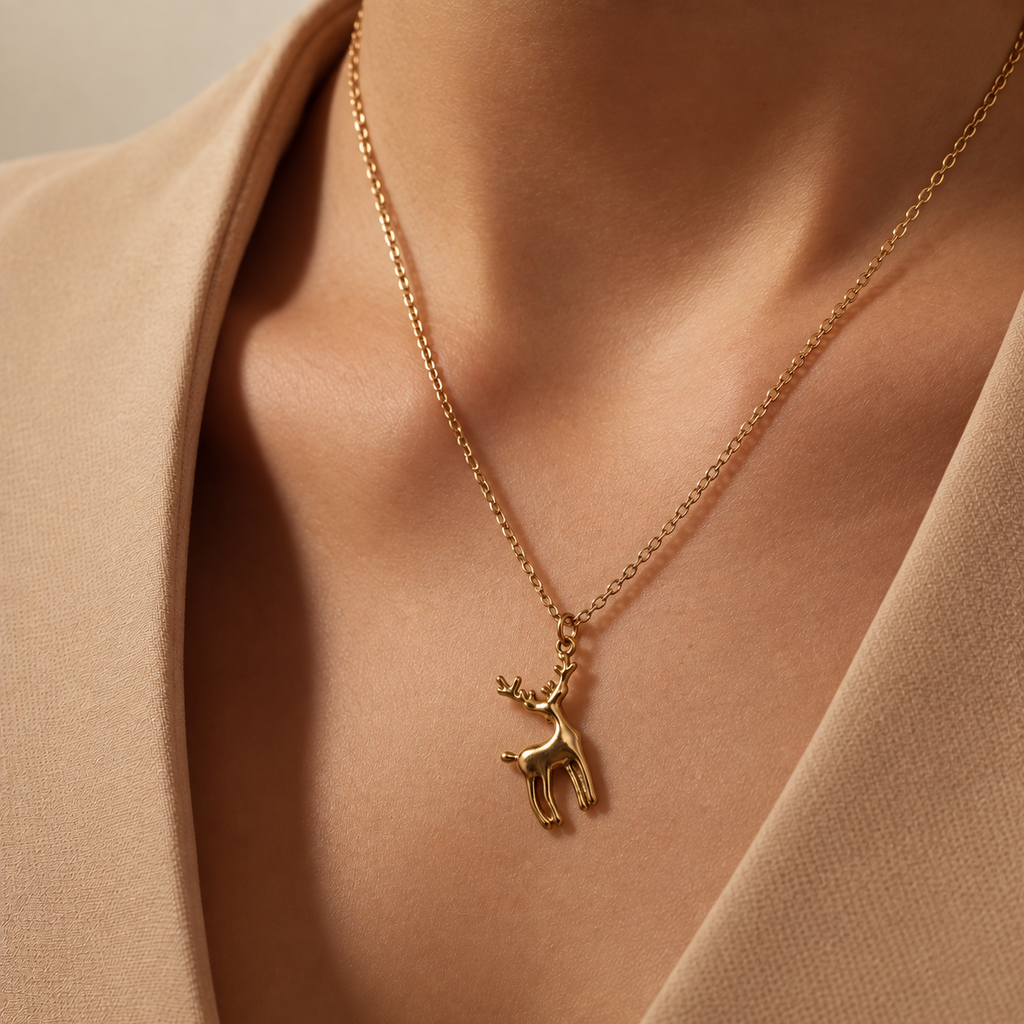 SUSHEE Golden Deer Pendant Necklace