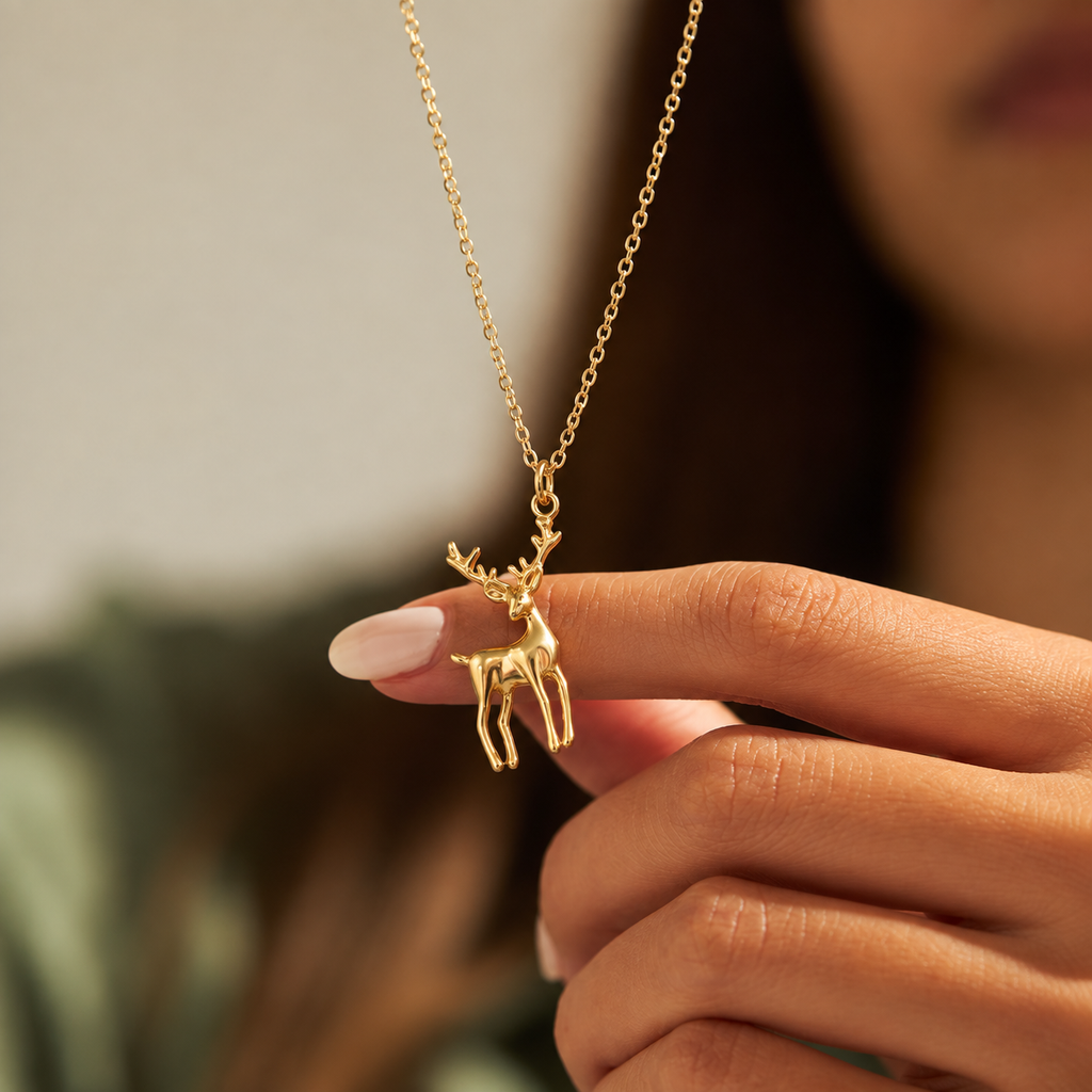 SUSHEE Golden Deer Pendant Necklace
