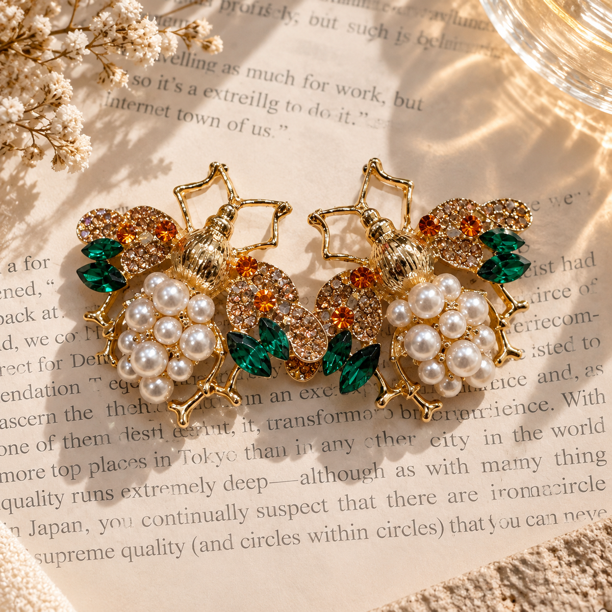 SUSHEE Statement Bee Pearl Stud Earrings
