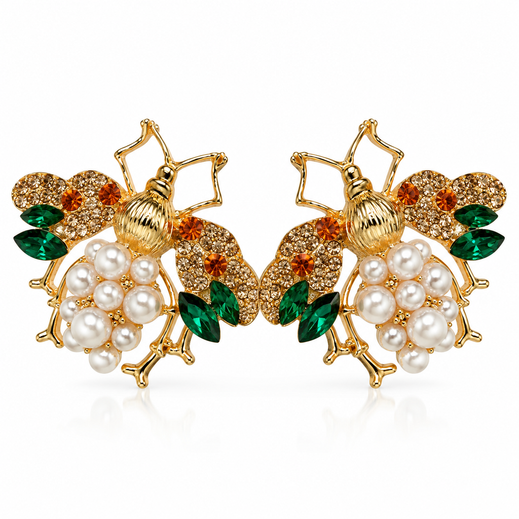 SUSHEE Statement Bee Pearl Stud Earrings