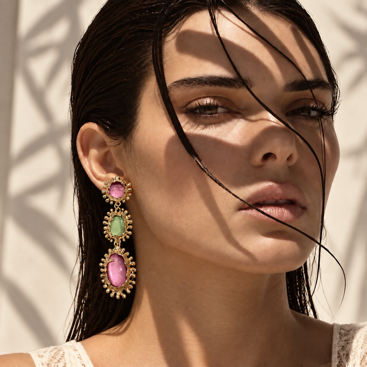 SUSHEE Modern Trio Gemstone Statement Earrings