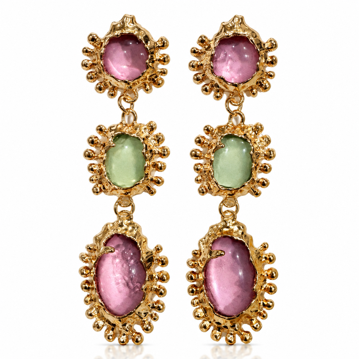 SUSHEE Modern Trio Gemstone Statement Earrings