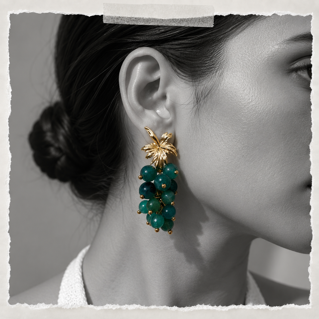 Sushee Green Grape Drop Earrings
