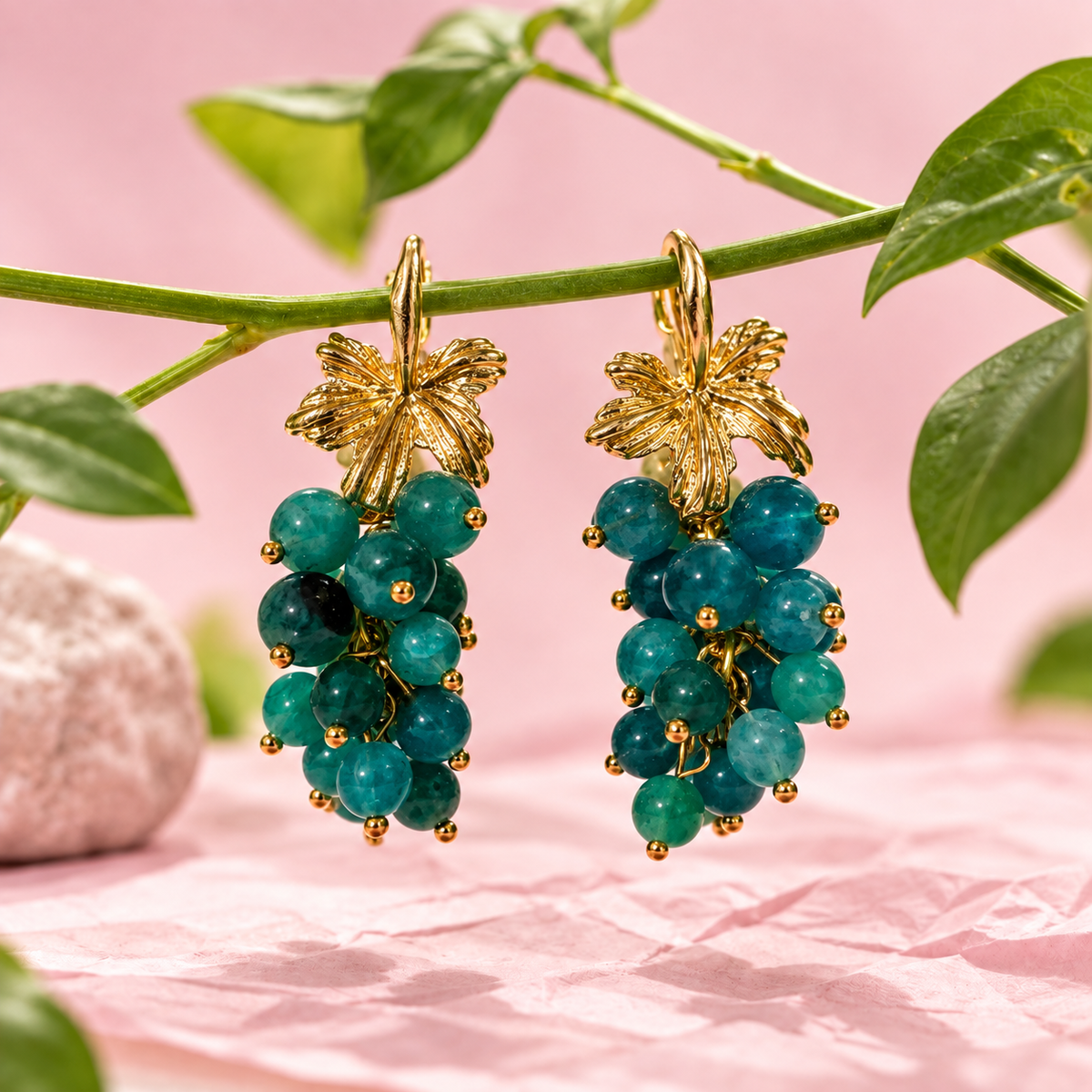 Sushee Green Grape Drop Earrings