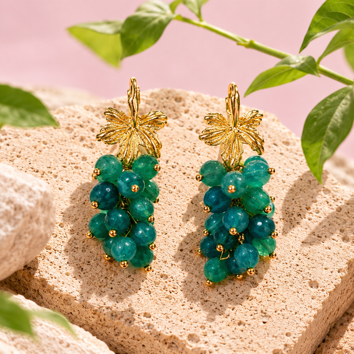 Sushee Green Grape Drop Earrings