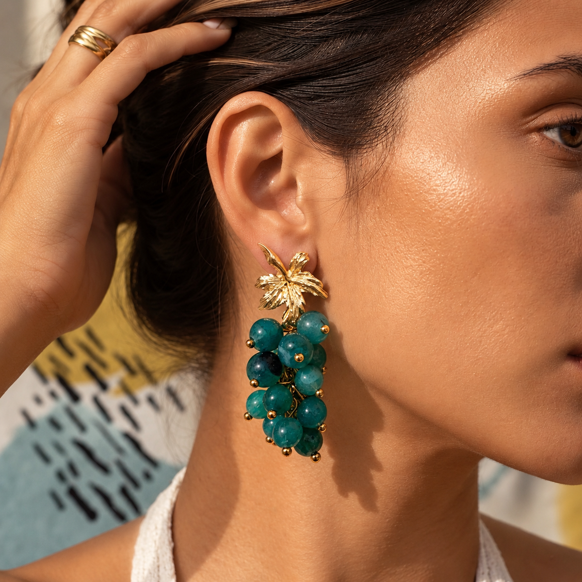 Sushee Green Grape Drop Earrings