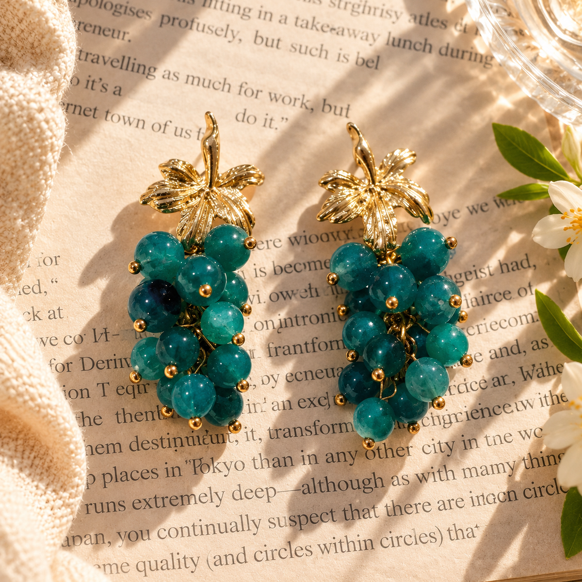 Sushee Green Grape Drop Earrings