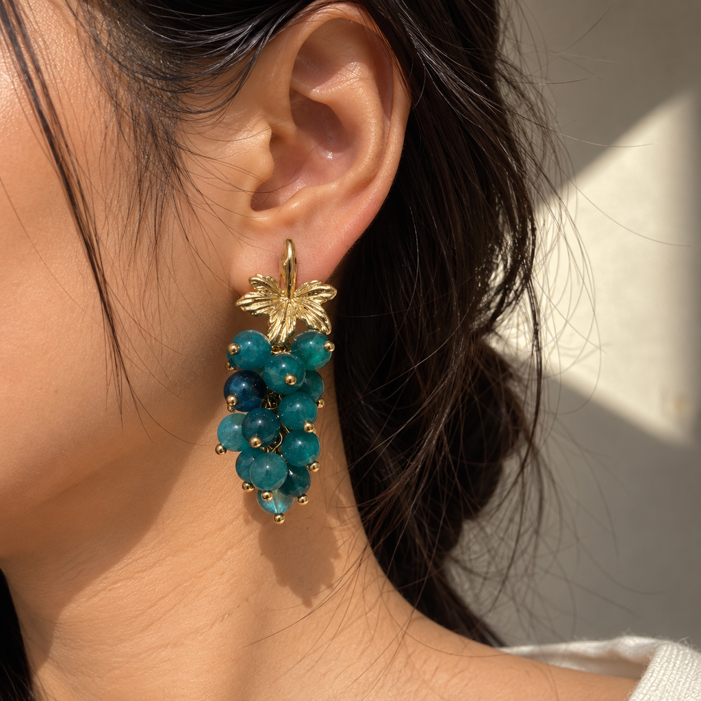 Sushee Green Grape Drop Earrings