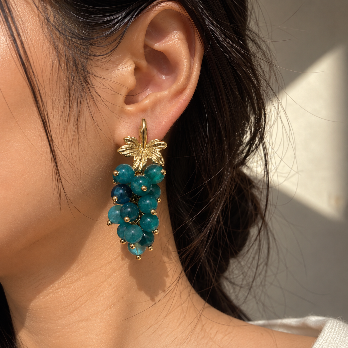 Sushee Green Grape Drop Earrings
