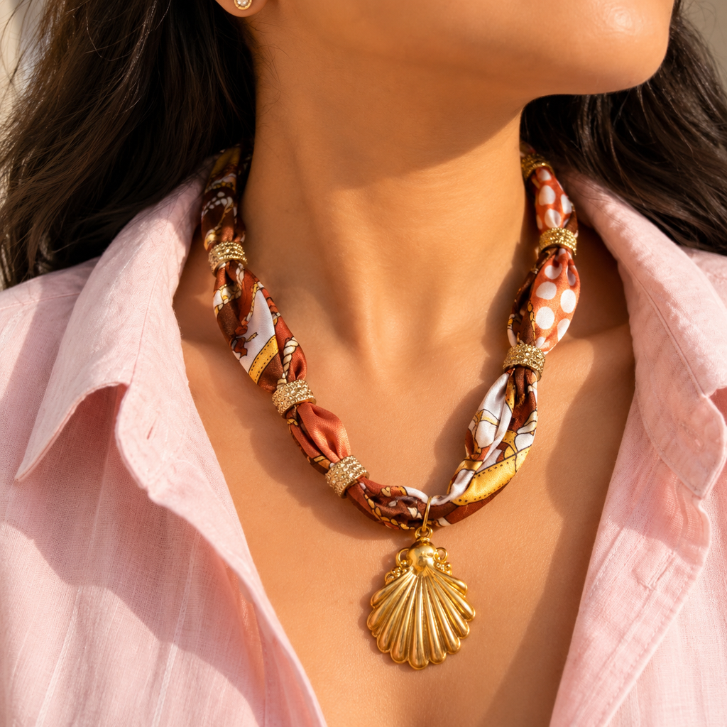 SUSHEE Sunset Shell Scarf Necklace