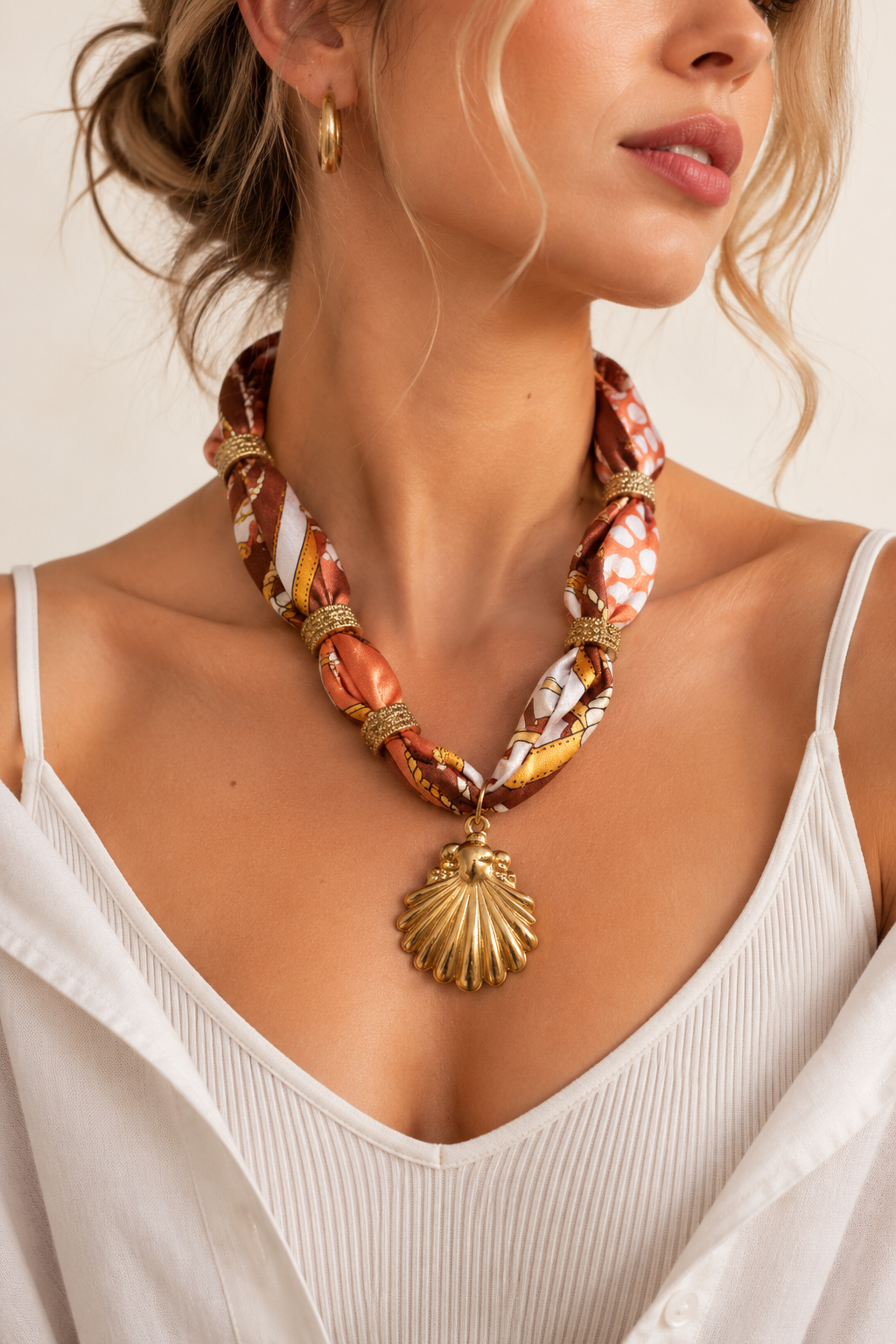 SUSHEE Sunset Shell Scarf Necklace
