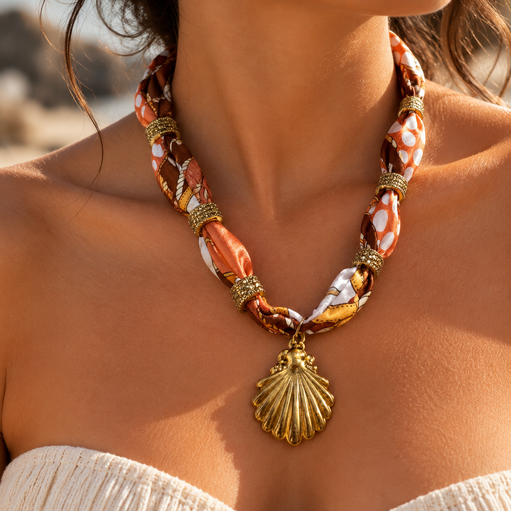 SUSHEE Sunset Shell Scarf Necklace