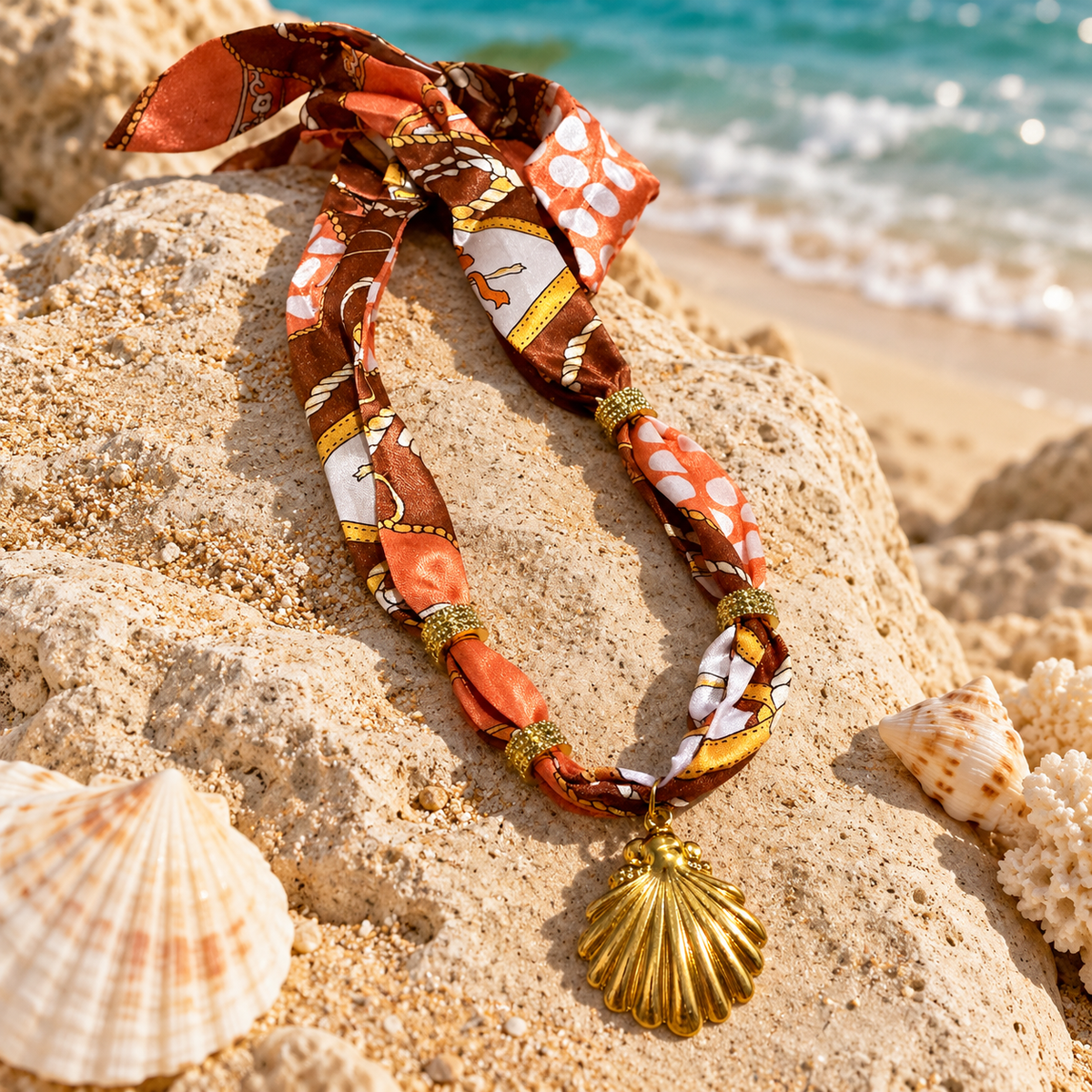 SUSHEE Sunset Shell Scarf Necklace