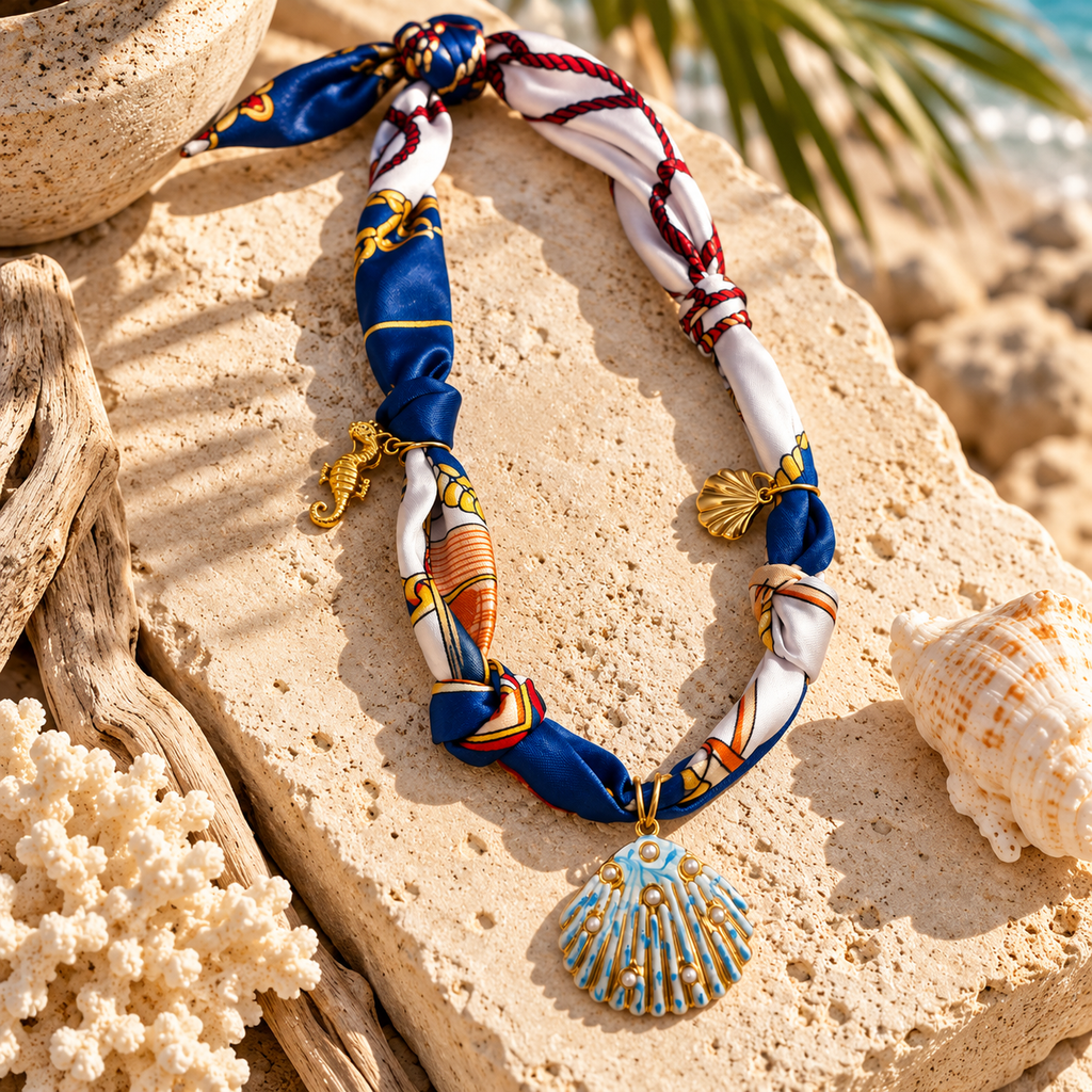 SUSHEE Sunset Shell Scarf Necklace