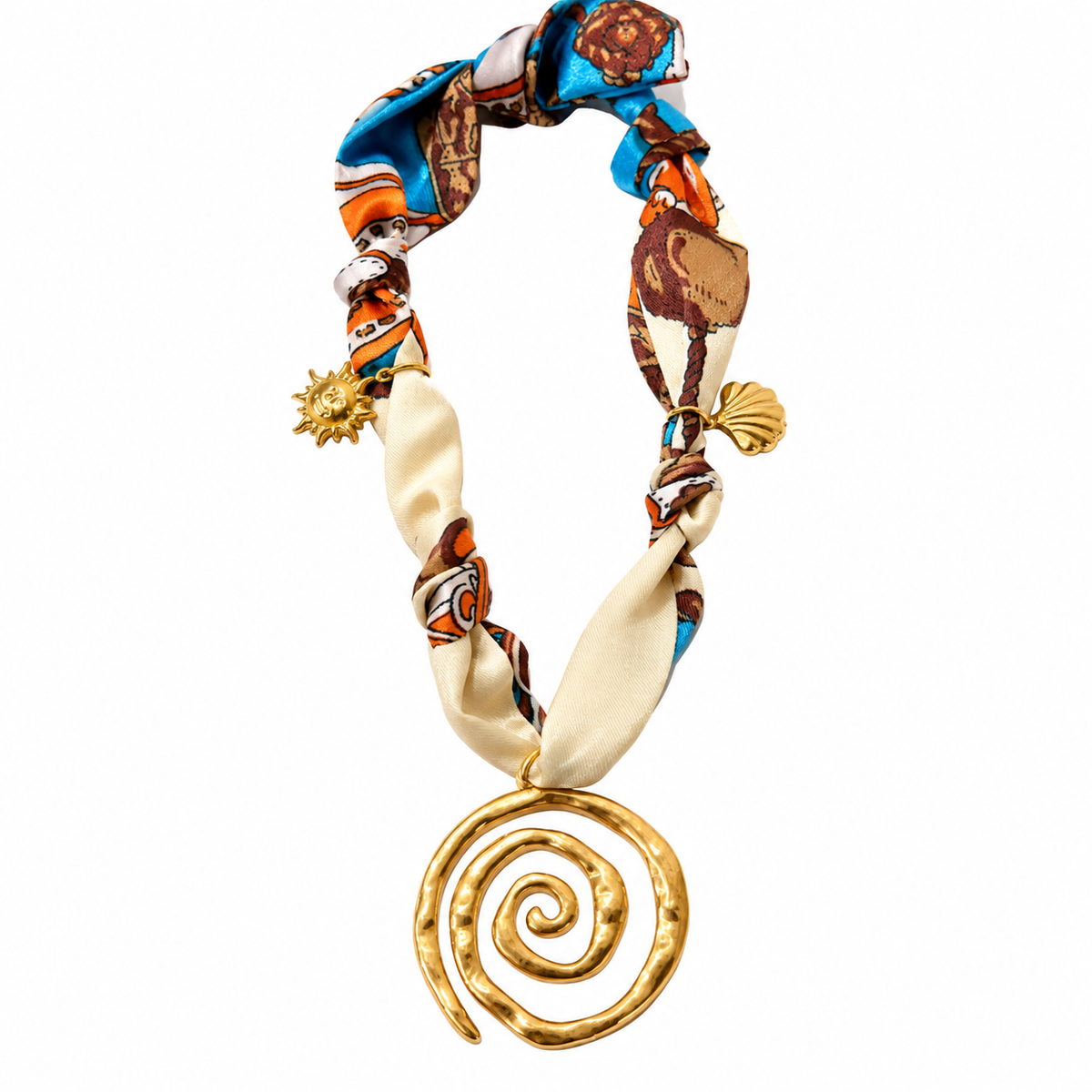 SUSHEE Golden Spiral Convertible Scarf Necklace
