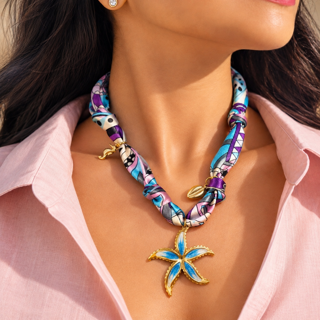 SUSHEE Ocean Bloom Convertible Scarf Pendant Necklace