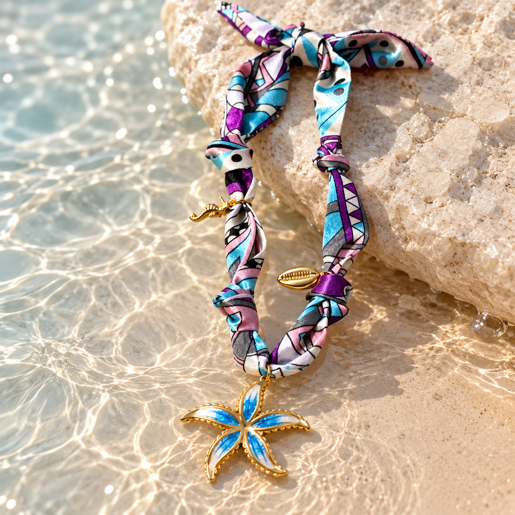 SUSHEE Ocean Bloom Convertible Scarf Pendant Necklace
