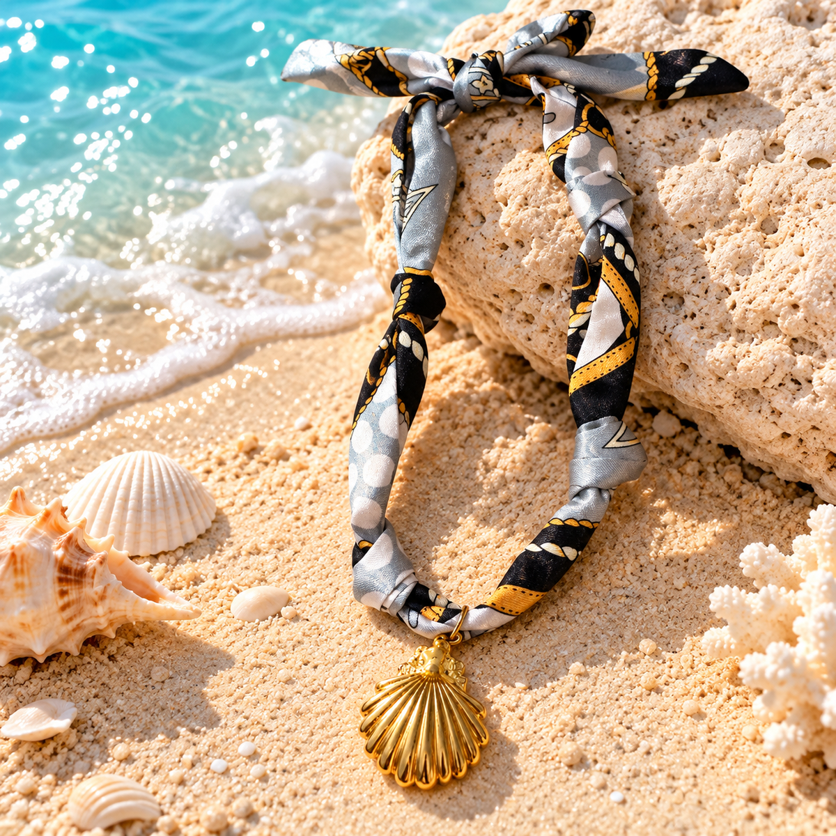 SUSHEE Multicolour Beachy Scarf Pendant Necklace