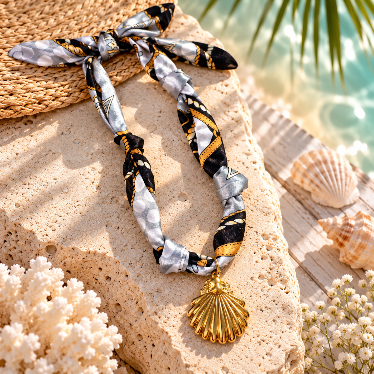 SUSHEE Multicolour Beachy Scarf Pendant Necklace