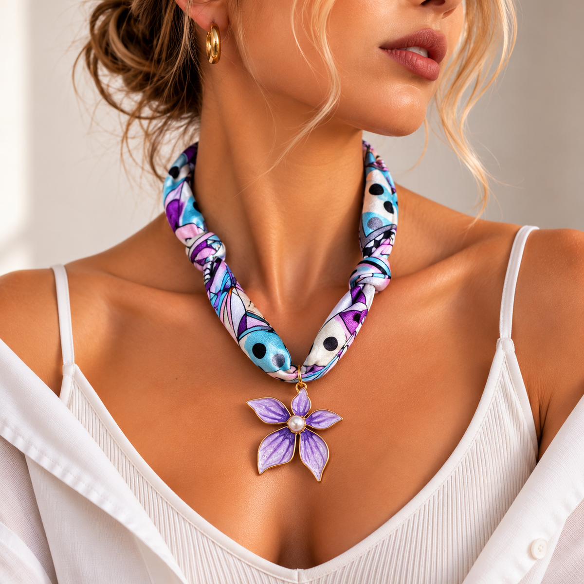 SUSHEE Multicolour Beachy Scarf Pendant Necklace