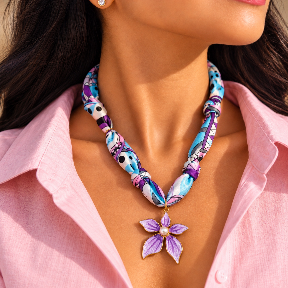 SUSHEE Multicolour Beachy Scarf Pendant Necklace