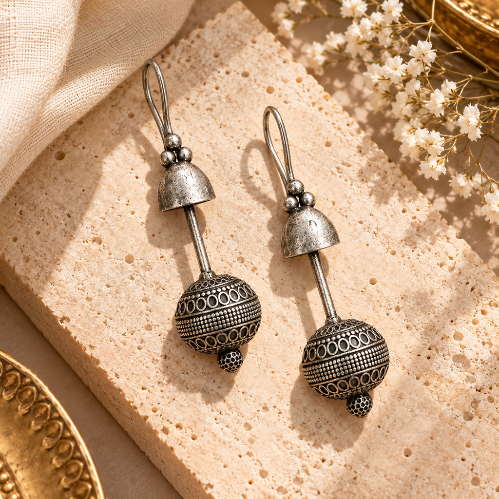 SUSHEE Navratri Oxidised Jhumka Earrings