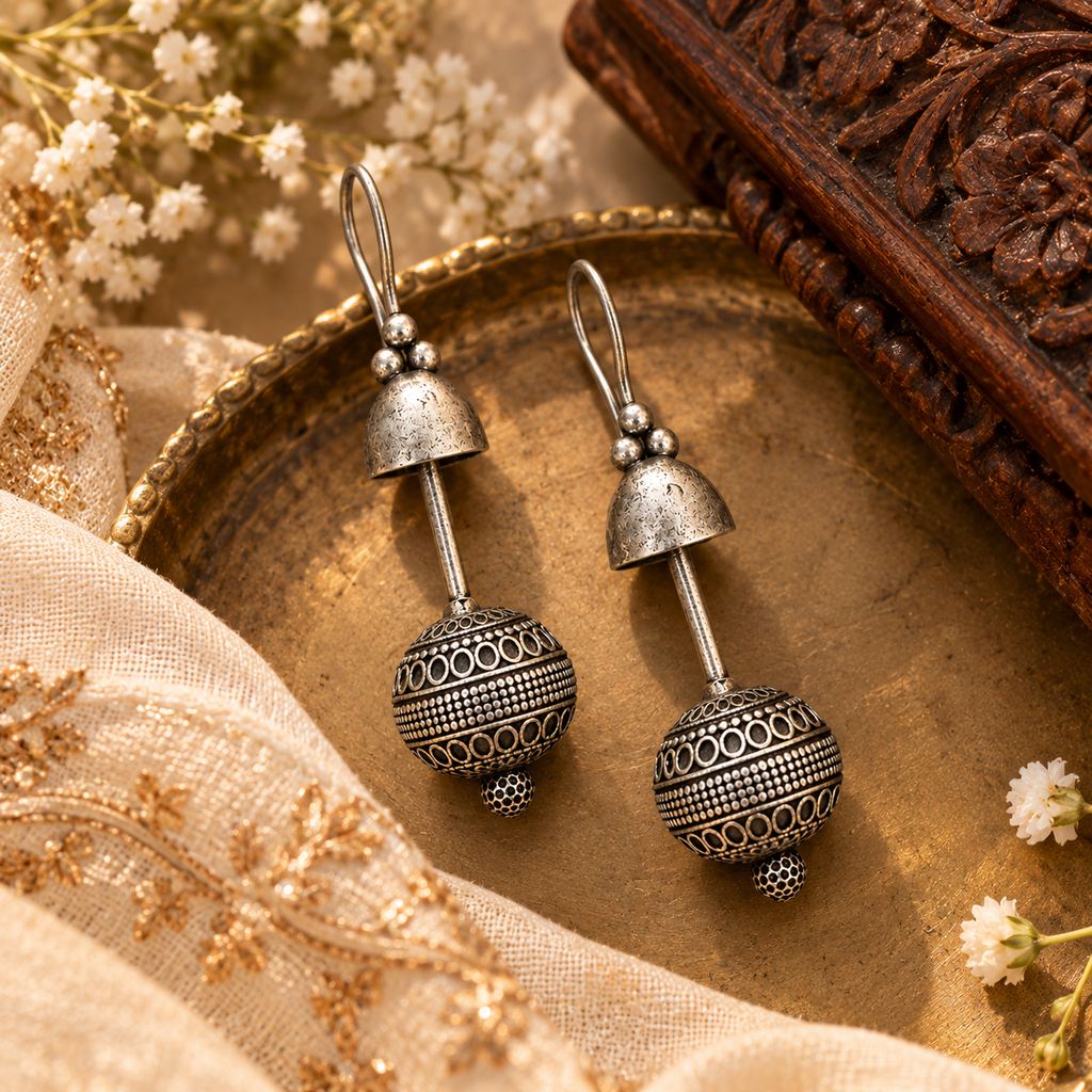 SUSHEE Navratri Oxidised Jhumka Earrings