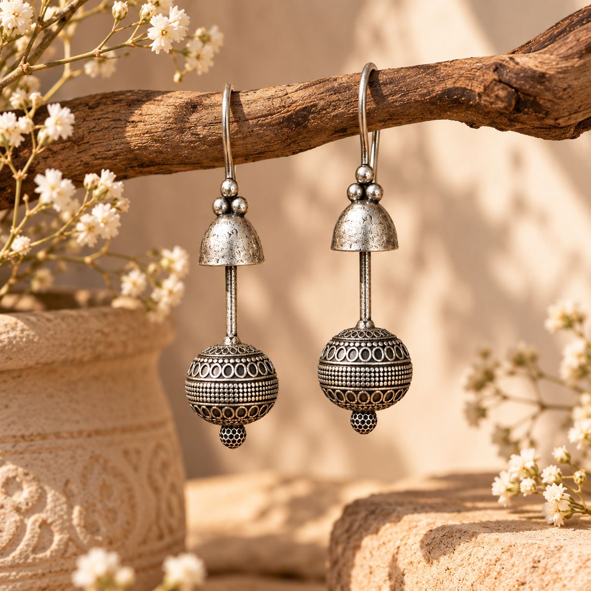 SUSHEE Navratri Oxidised Jhumka Earrings