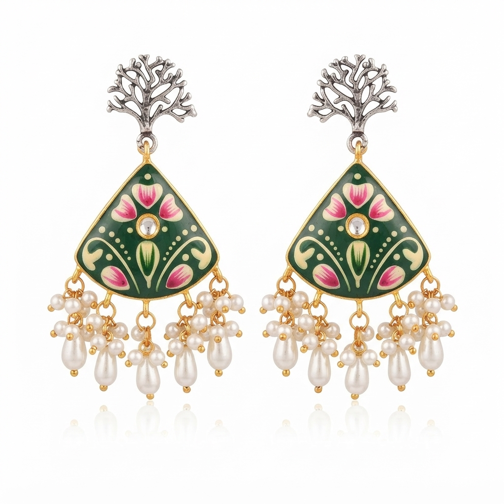 SUSHEE Hand-Painted Jaipuri Heritage Earrings