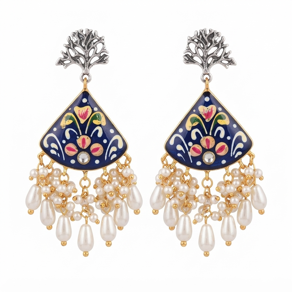 SUSHEE Hand-Painted Jaipuri Heritage Earrings