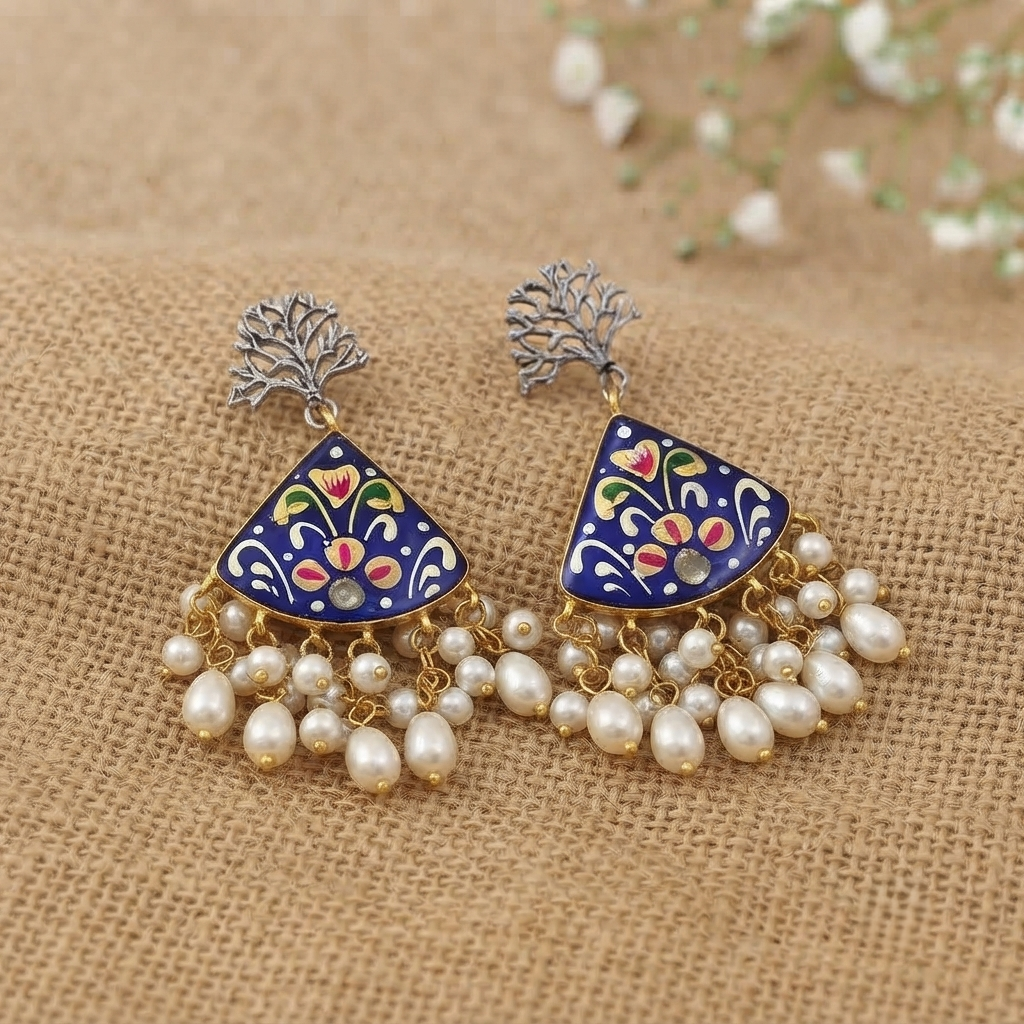 SUSHEE Hand-Painted Jaipuri Heritage Earrings