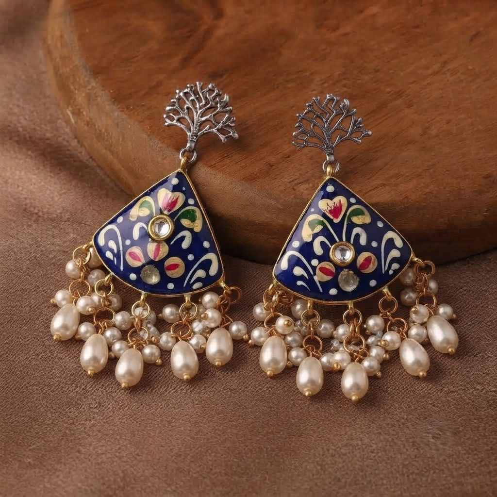 SUSHEE Hand-Painted Jaipuri Heritage Earrings