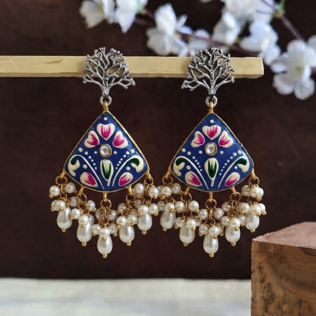 SUSHEE Hand-Painted Jaipuri Heritage Earrings