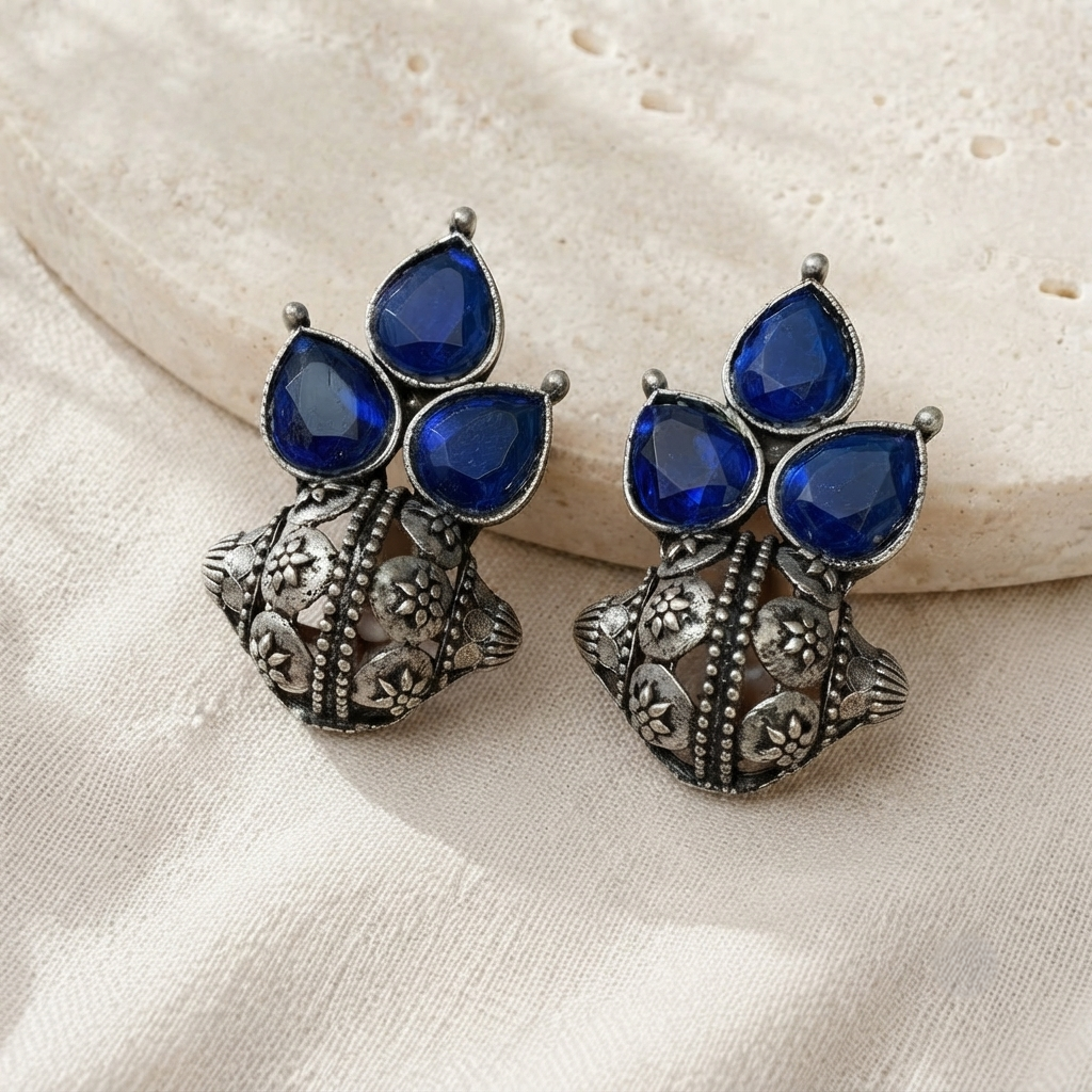 SUSHEE Royal Blue Jhumka Earrings