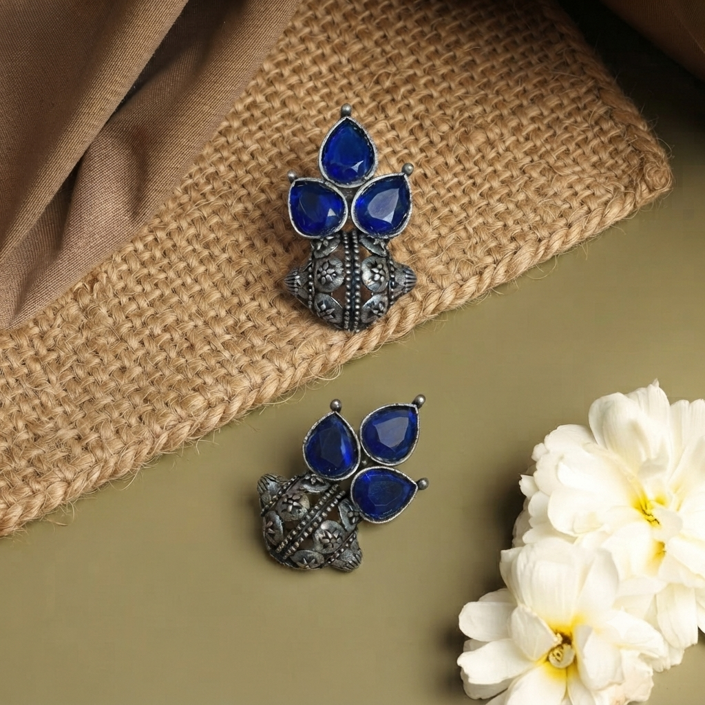 SUSHEE Royal Blue Jhumka Earrings